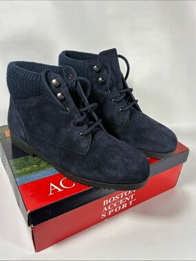 Navy Suede Ankle Booties